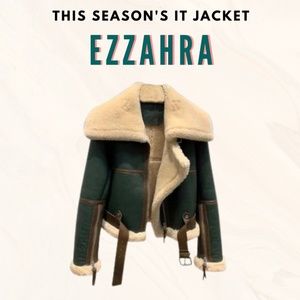 Faux shearling and leather coat